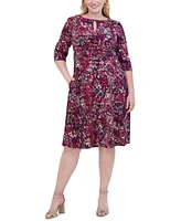 Jessica Howard Plus Printed Keyhole Midi Dress