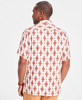 Club Room Men's Geometric Print Silk-Blend Short-Sleeve Button-Down Shirt, Created for Macy's