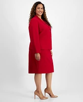 Le Suit Plus Blazer & Pencil Skirt