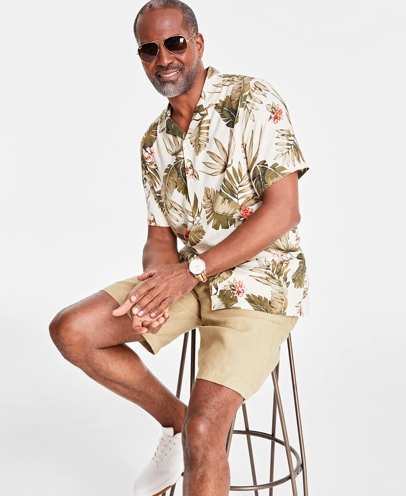 Club Room Men's Tropical Silk-Blend Short-Sleeve Button-Down Shirt, Created for Macy's