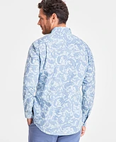 Club Room Men's Paisley Refined Woven Long-Sleeve Button-Down Shirt, Created for Macy's