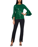 Msk Petite Sequined Bell-Sleeve Top