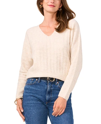 Vince Camuto Women's Ribbed V-Neck Dolman-Sleeve Sweater