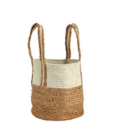 Slickblue 14" Boho Chic Basket Natural Cotton and Jute with Handles