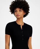 Guess Women's Anders Ribbed Henley-Neck Bodysuit