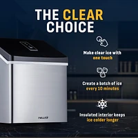 Newari Countertop Clear Ice Maker, 40 lbs. of Ice a Day with Easy to Clean Bpa-Free Parts, Perfect for Cocktails, Scotch, Soda and More