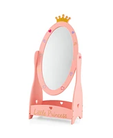 Costway Kids Full Length Mirror Free-Standing 360° Dressing Wooden Princess