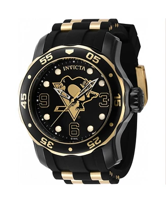 Invicta Men's 42322 Nhl Pittsburgh Penguins Quartz 3 Hand Black, White, Gold Dial Watch