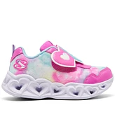 Skechers Toddler Girls Heart Lights - Lovin Reflection Light-Up Fastening Strap Casual Sneakers from Finish Line