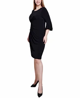 Ny Collection Petite 3/4 Length Trumpet Sleeve Dress
