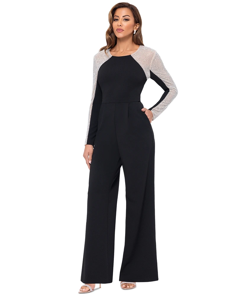 Xscape Women's Embellished Colorblocked Jumpsuit