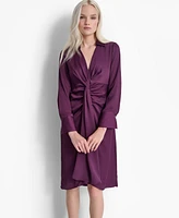 Dkny Women's Twist-Front Long-Sleeve Midi Dress