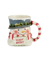 Certified International Snowman Greetings 3D Mugs, Set of 4