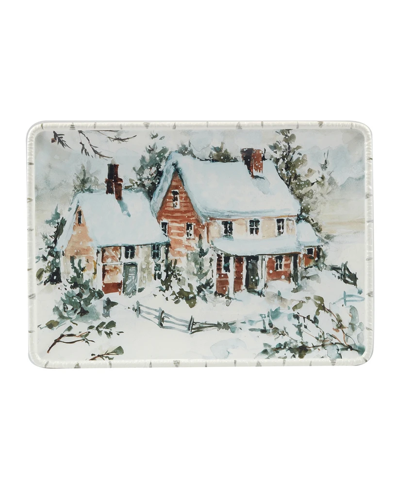 Certified International Winter's Frost Medium Rectangular Platter