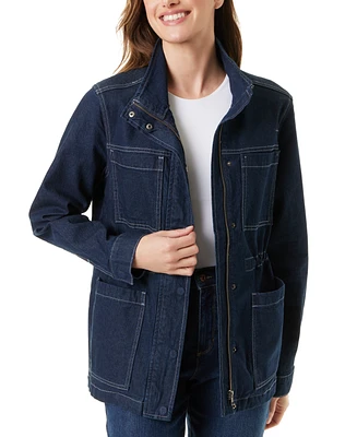 Gloria Vanderbilt Petite Denim Drawstring-Waist Utility Jacket