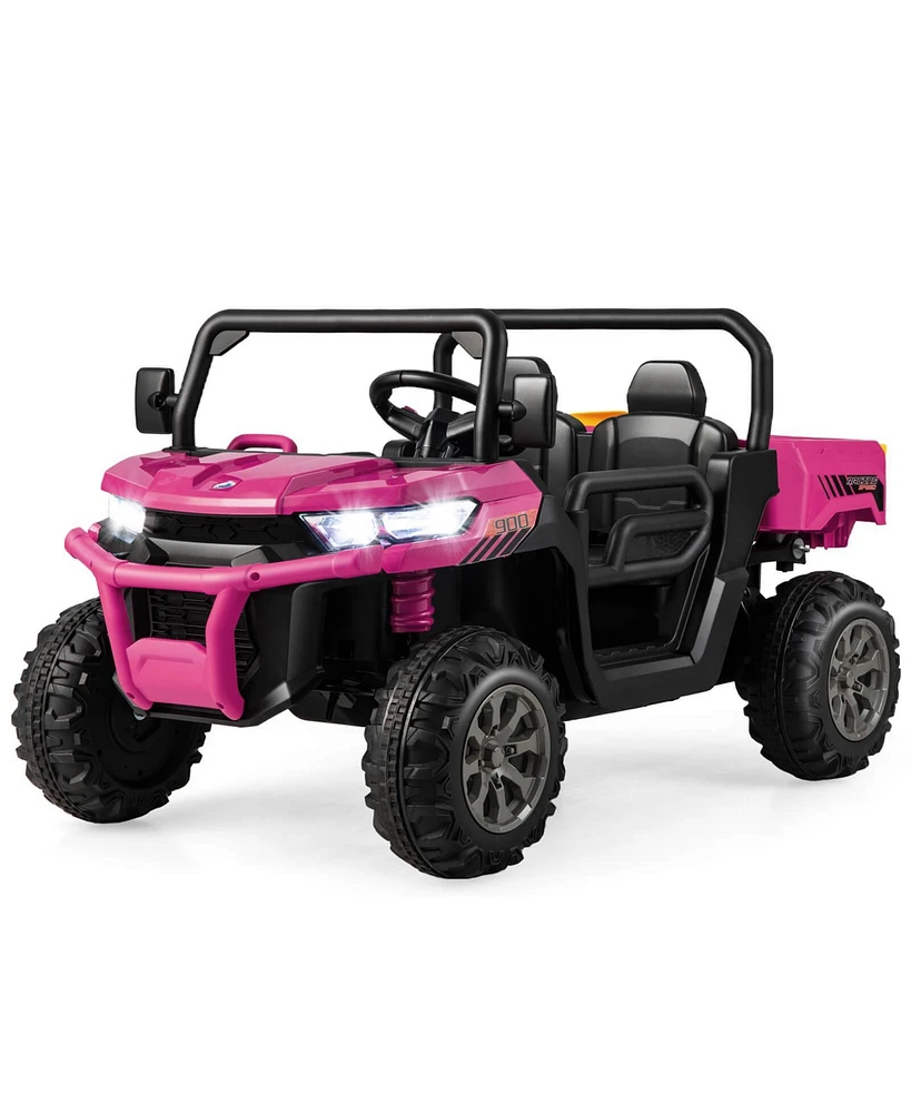 2-Seater Kids Ride On Dump Truck with Bed and Shovel