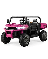 2-Seater Kids Ride On Dump Truck with Bed and Shovel