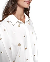 Karl Lagerfeld Paris Women's Embellished Button-Front Top