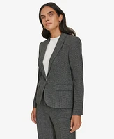 Calvin Klein Women's One-Button Glen Plaid Blazer