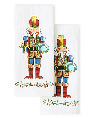 Fiesta Giver Nutcracker Holiday Holly Sprig Kitchen Towel 16" x 28", Set of 2