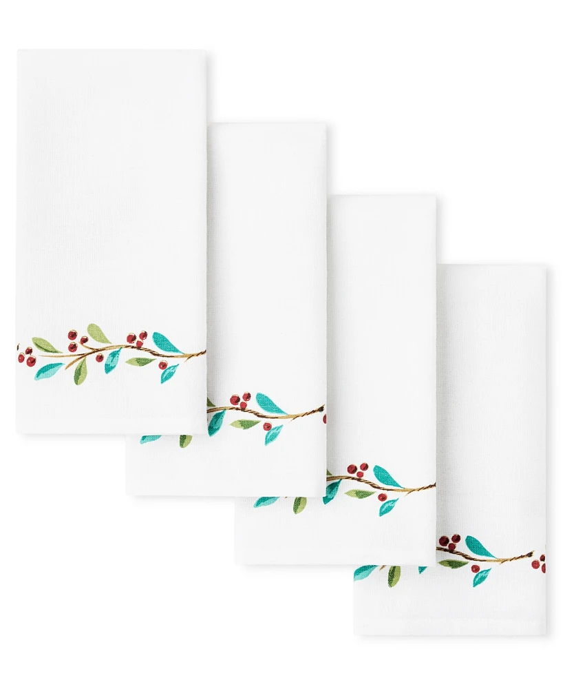 Fiesta Holly Sprig Holiday Border Napkin 19" x 19", Set of 4