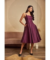 Adrianna Papell Mikado Square-Neck Fit & Flare Midi Dress