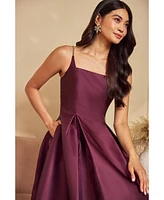 Adrianna Papell Mikado Square-Neck Fit & Flare Midi Dress