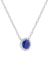 Holiday Lane Cubic Zirconia Birthstone Pendant Necklace Sterling Silver, 16" + 2" extender