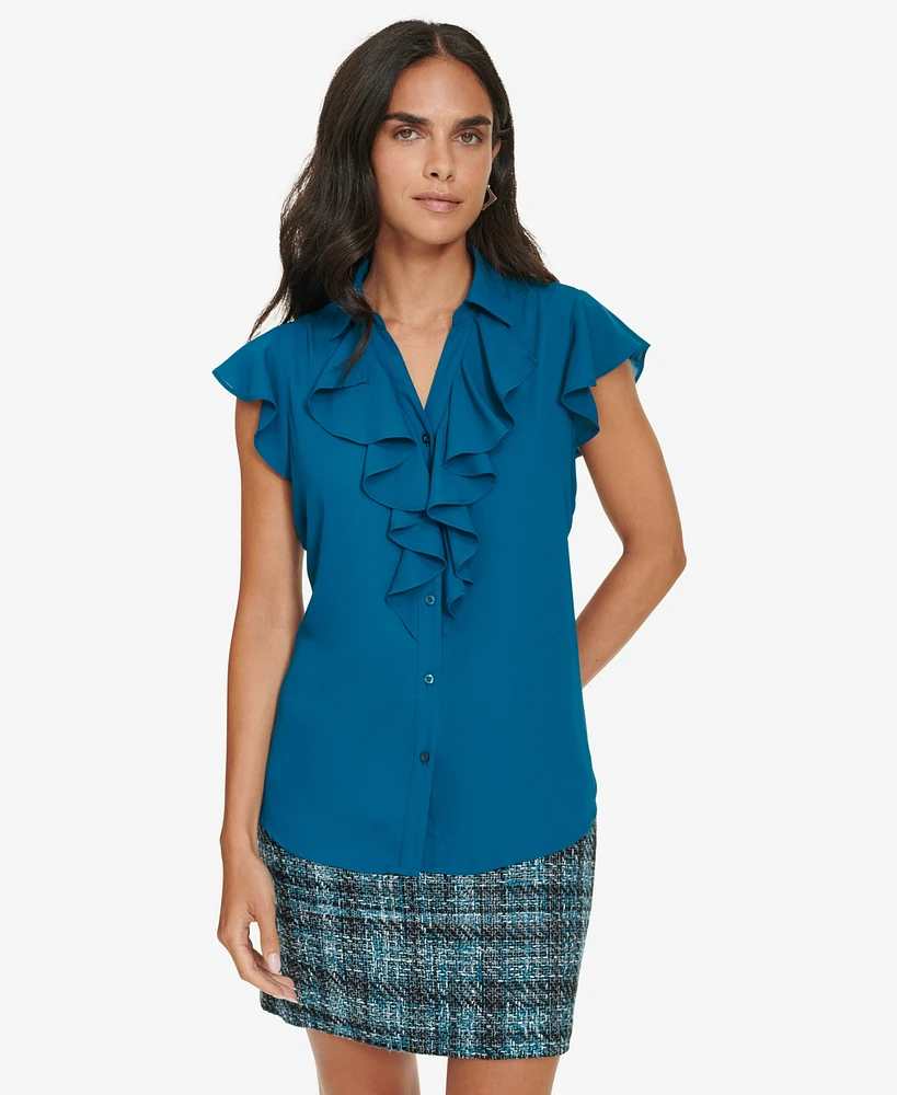 Calvin Klein Women's Ruffled Button-Front Blouse