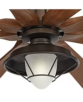 70" Defender Modern Industrial Outdoor Ceiling Fan with Led Light Remote Control Oil Rubbed Bronze Brown Koa Damp Rated for Patio Exterior House Home