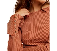 Free People Women's Soul Sister Ribbed Bell-Sleeve Top