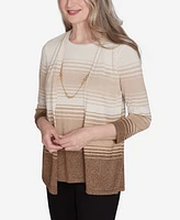 Alfred Dunner Petite Classics Ombre Two One Striped Sweater