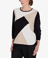 Alfred Dunner Petite Classics Colorblock Beaded Sweater