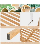 Gymax 4-Tier Bamboo Ladder Bookshelf 58'' Display Shelf Storage Rack Plant Flower Stand