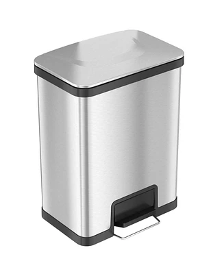 iTouchless AirStep Stainless Steel Rectangular Step Trash Can with AbsorbX Odor Filter 13 Gallon Silver