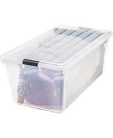 Iris Usa 91 Qt. Plastic Storage Bins with Lids, Clear, Latching, Stackable, Totes