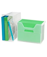 Iris Usa Portable Desktop File Box with Open Lid, Pack, Side Handles, Hanging File Folders, Tabs & Inserts, Letter Size, Magazines