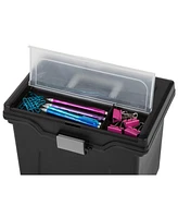 Iris Letter Size Portable File Box with Organizer Lid, Black