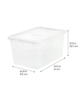 Iris Usa 58 Qt Clear Storage Box, Bpa-Free Plastic Stackable Bin with Lid, Containers to Organize Closet Shelves, Clothes, Blankets, Towels, 6 Pack