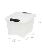 Iris 6 Pack 19qt Plastic Storage Bin with Lid and Secure Latching Buckles, Pearl