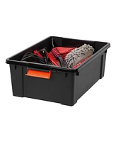 Iris 11 Gallon Heavy-Duty Plastic Storage Bins, Store-It-All Container Totes with Durable Lid and Secure Latching Buckles, Black/Orange, 2 Pack