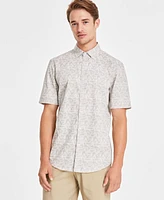 Alfani Men's Distressed Geometric Print Short-Sleeve Button-Down Shirt, Created for Macy's