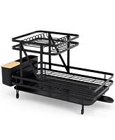 2-Tier Collapsible Dish Rack with Removable Drip Tray