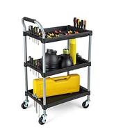 Costway 3 Layer Utility Rolling Tool Cart with Lockable Universal Wheels Ergonomic Handle