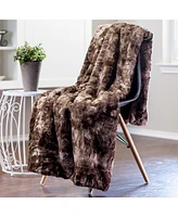 Chanasya Premium Wolf Faux Fur Throw Blanket - Soft, Fuzzy Sherpa & Minky Throw Blanket - For Bed or Couch - 90" x 66” (Twin Size) - Pink