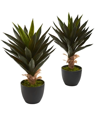 Slickblue Artificial Agave Plant Lifelike Faux Succulent for Home Decor (Set of 2)
