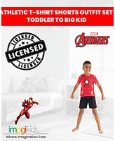 Marvel Little Boys Avengers Captain America Iron Man Venom Hulk Cosplay Athletic T-Shirt and Shorts Outfit Set to