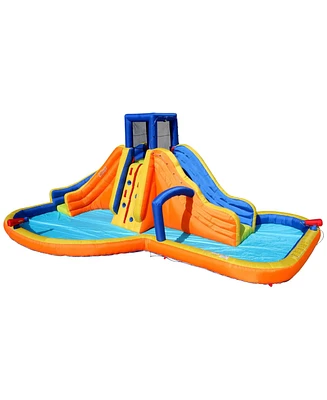 Banzai Rapid Falls Dual Slides Outdoor Water Park Climbing Rope Lagoon, Ages 5+