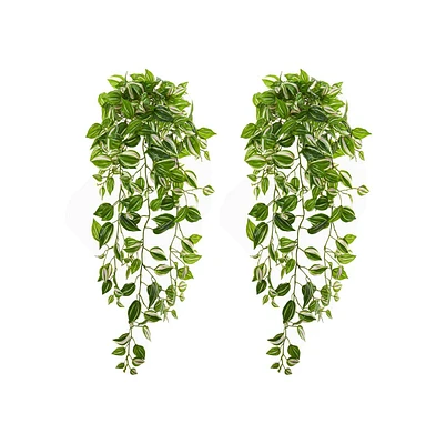Slickblue Wandering Jew Hanging Plant Realistic Faux Trailing Greenery for Home Decor (Set of 2)