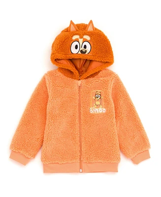 Bluey Little Boys Cozy Sherpa Zip Up Cosplay Hoodie to (2T - 10-12)